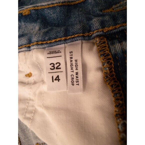 Ann Taylor Loft Denim Crop Jeans Distressed High Waist Straight Womens Size 14 - Picture 7 of 8